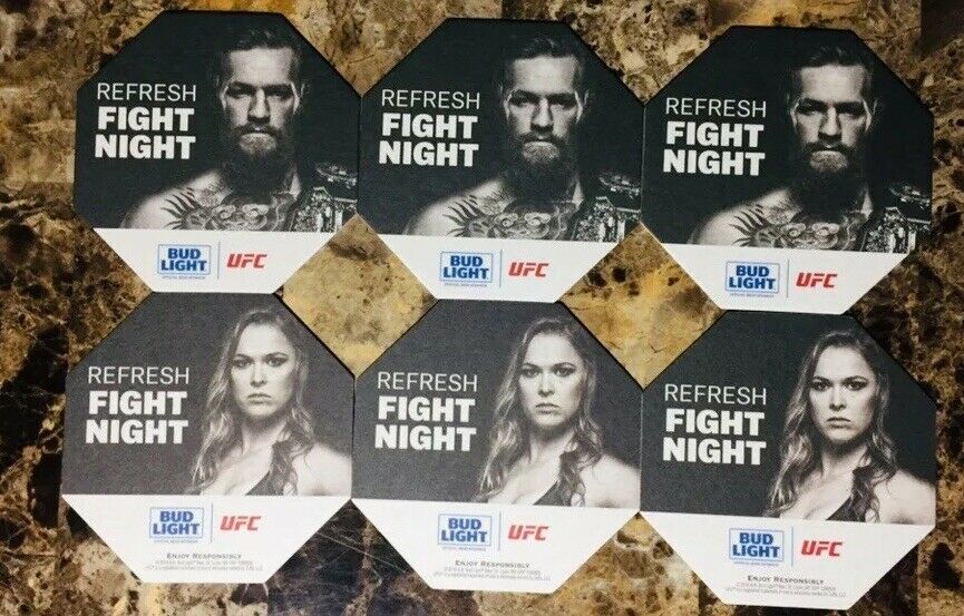 Conor Mcgregor & Ronda Rousey (ufc Fight Night!) 6 Piece Coaster Set! Bud Light!