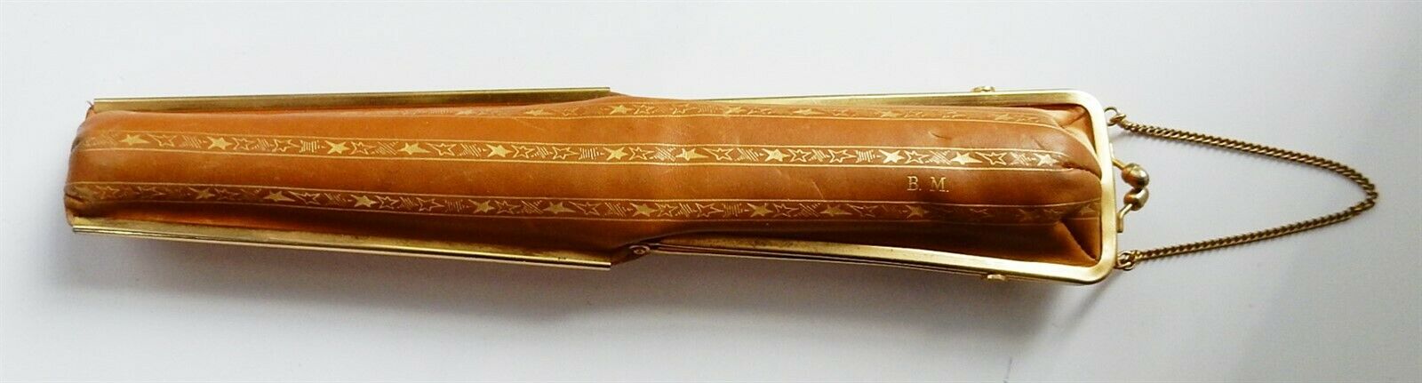 Beautiful Vintage Italian Gold Embossed Leather Umbrella Case